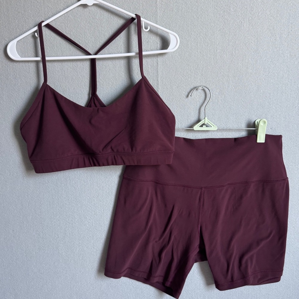 Lululemon Activewear Set Women 12 Cassis 6" Align Short Flow Y Bra Nulu Yoga 12